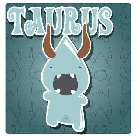 Zodiac sign Taurus with cute colorful monster, vectorのイラスト素材