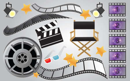 Collection of cinema or movie items, vectorのイラスト素材