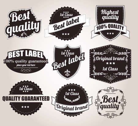 Set of vintage retro labels, stamps, ribbons, marks and calligraphic design elements, vectorのイラスト素材