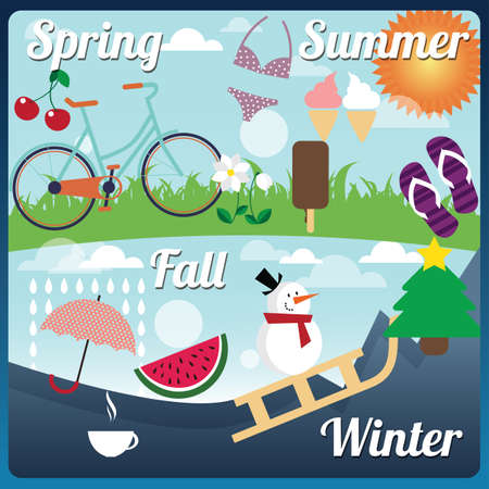 Collection of seasons symbols, vectorのイラスト素材