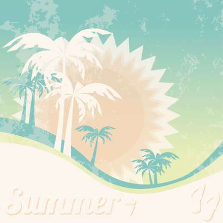 Summer holiday card on grunge background, vectorのイラスト素材