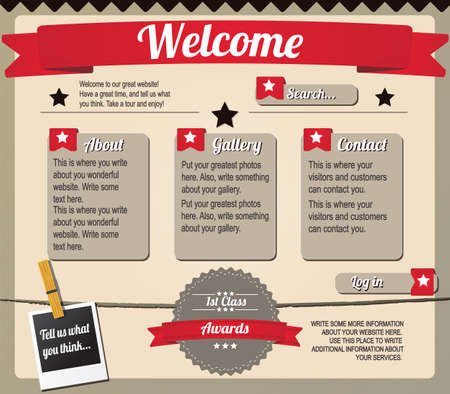 Website template elements, vintage styleのイラスト素材