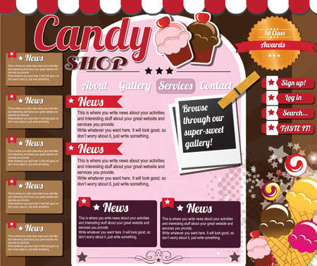 Website template elements, vintage style, candy shopのイラスト素材