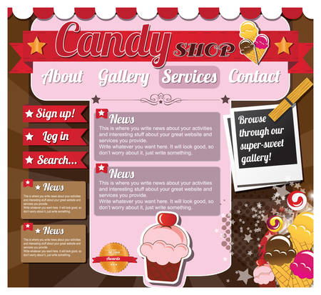 Website template elements, vintage style, candy shopのイラスト素材