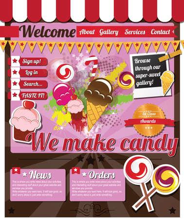 Website template elements, vintage style, candy shopのイラスト素材