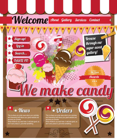 Website template elements, vintage style, candy shopのイラスト素材