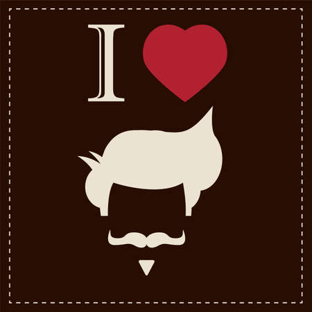 I love vintage hipster retro mustache and hair style, vector illustrationのイラスト素材