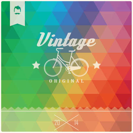 Vintage retro hipster label, typography, geometric design elements, bicycle, vector illustrationのイラスト素材
