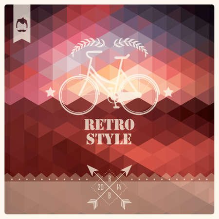 Vintage retro hipster label, typography, geometric design elements, bicycle, vector illustrationのイラスト素材