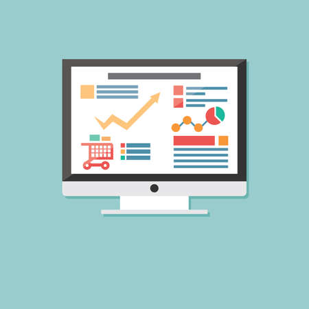 Flat icon computer, electronic device, responsive web design, infographic elements, vector illustrationのイラスト素材