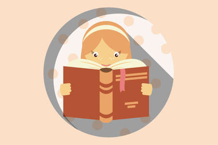 Girl reading a book, imagination and education concept, vectorのイラスト素材