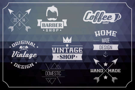 Collection of vintage retro labels, badges, stamps, ribbons, marks and typographic design elements, vector illustrationのイラスト素材