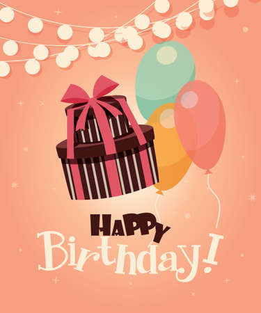 Birthday background with presents and balloons, vector illustrationのイラスト素材