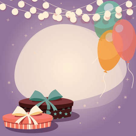 Birthday background with presents and balloons, vector illustrationのイラスト素材