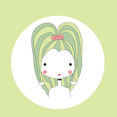 Horoscope Libra sign, girl head, vector illustrationのイラスト素材