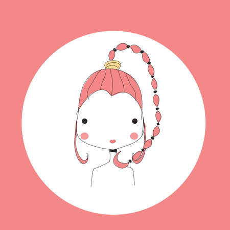 Horoscope Scorpio sign, girl head, vector illustrationのイラスト素材