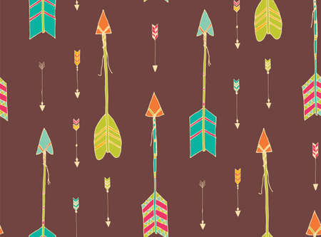 Bohemian hand drawn arrows, seamless pattern, vector illustrationのイラスト素材