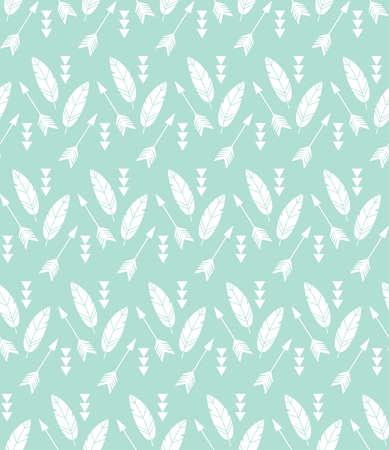 Bohemian feathers and arrows, seamless pattern, vector illustrationのイラスト素材
