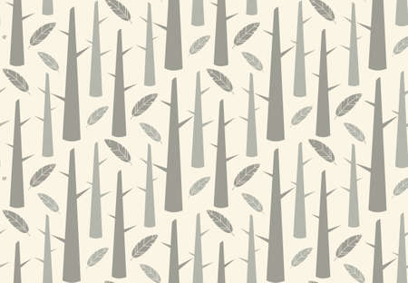 Tree forest with feathers, seamless pattern, vector illustrationのイラスト素材