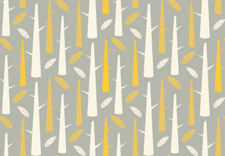 Tree forest with feathers, seamless pattern, vector illustrationのイラスト素材