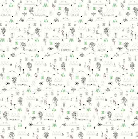 Seamless pattern with native American symbols, vector illustrationのイラスト素材