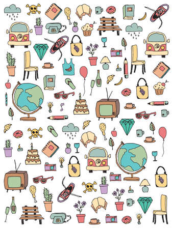 Everyday things, handdrawn, vector illustrationのイラスト素材