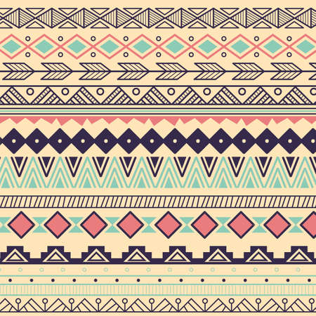 Aztec tribal pattern in stripes, vector illustrationのイラスト素材