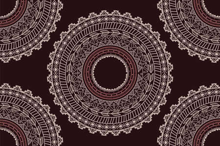 Ethnic Aztec circle ornament seamless pattern, vector illustrationのイラスト素材