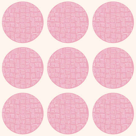 Seamless pattern with circles and hand drawn line pattern, vector illustrationのイラスト素材