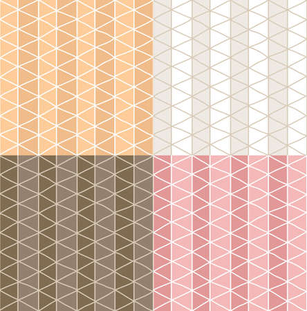 Four seamless patterns with hand drawn line grid pattern, vector illustrationのイラスト素材