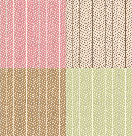 Four seamless patterns with hand drawn chevron line grid, vector illustrationのイラスト素材