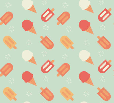 Seamless pattern with hand drawn ice cream, vector illustrationのイラスト素材