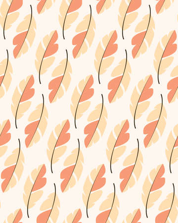 Seamless pattern design with bohemian hand drawn feathers, vector illustrationのイラスト素材