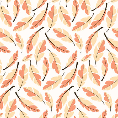 Seamless pattern design with bohemian hand drawn feathers, vector illustrationのイラスト素材