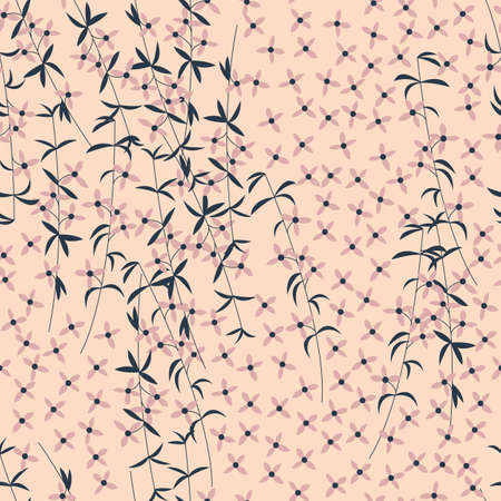 Seamless pattern design with hand drawn flowers and floral elements, vector illustrationのイラスト素材