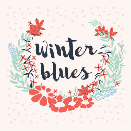 Colorful collection of winter floral arrangement and flowers for invitation, wedding or greeting cards, vector illustrationのイラスト素材