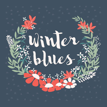 Colorful collection of winter floral arrangement and flowers for invitation, wedding or greeting cards, vector illustrationのイラスト素材