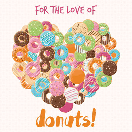 Poster design with colorful glossy tasty donutsのイラスト素材
