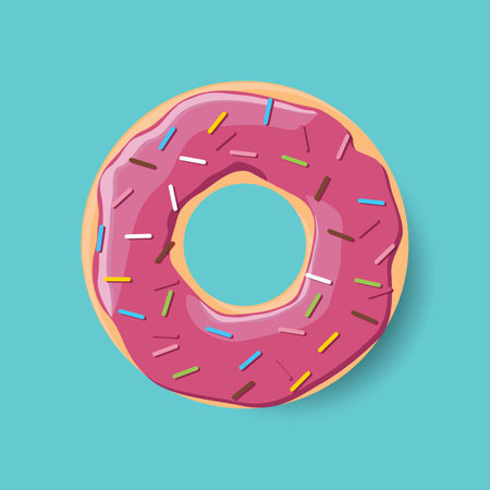 Poster design with colorful glossy tasty donuts, vector illustrationのイラスト素材
