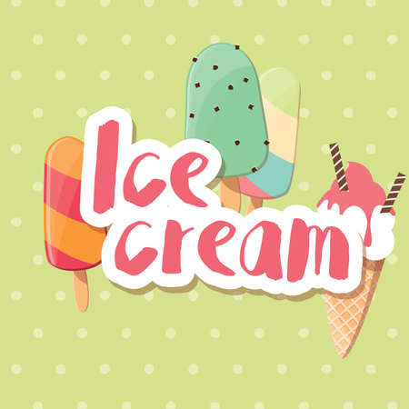 Poster design with colorful glossy ice cream, vector illustrationのイラスト素材