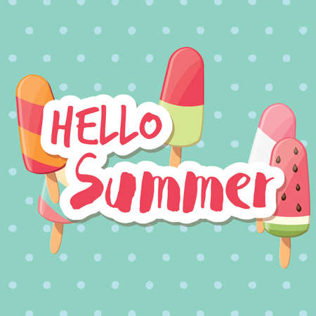 Poster design with colorful glossy ice cream, vector illustrationのイラスト素材