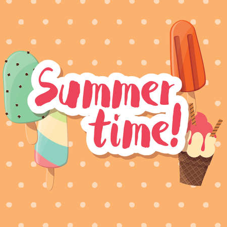 Poster design with colorful glossy ice cream, vector illustrationのイラスト素材