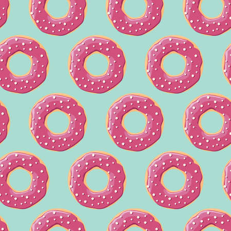 Seamless pattern with colorful tasty glossy donuts, vector illustrationのイラスト素材