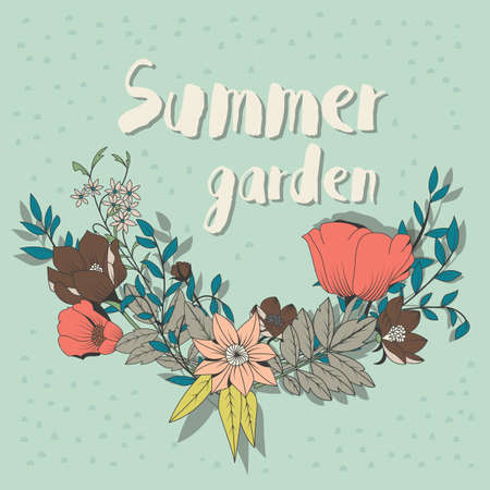 Vector flower bouquet, botanical and floral decoration hand drawn, vector illustrationのイラスト素材