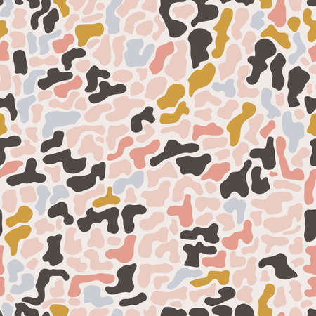 Seamless pattern with organic hand drawn rounded and stripe shapes, vector illustrationのイラスト素材