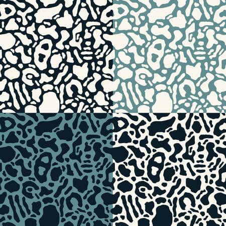 Collection of seamless patterns with organic rounded and stripe shapes, retro design, vector illustrationのイラスト素材