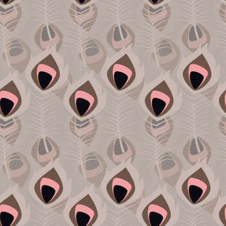 Seamless pattern with boho vintage tribal ethnic colorful vibrant feathers, vector illustrationのイラスト素材