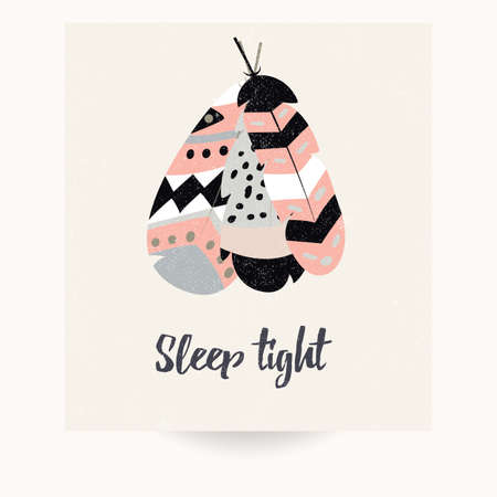 Postcard design with inspirational quote and bohemian colorful feathers, vector illustrationのイラスト素材