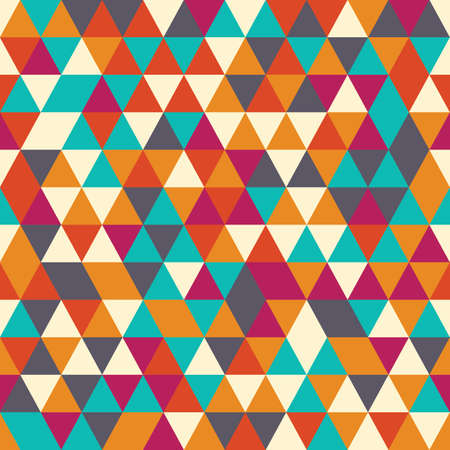 Geometric seamless pattern with colorful triangles in retro design, vector illustrationのイラスト素材