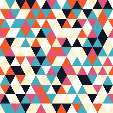 Geometric seamless pattern with colorful triangles in retro design, vector illustrationのイラスト素材